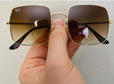 NEW Ray-Ban RB1971 9147/51 SQUARE CLASSIC Polished Gold Grad Brown Sunglasses 54