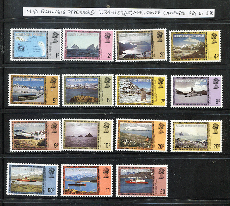 🦋🦋FALKLAND ISLANDS DEPENDENCIES #IL38-52(15) MNH 1980 Cpl set to 3£ FREE 4USA
