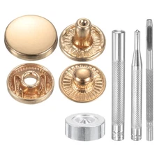 24Set 15mm Leather Snap Fastener Kit 2.72" Long W 4 Install Tools, Gold