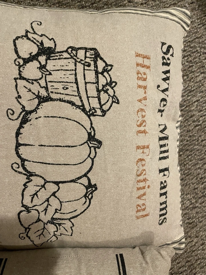 2 Decorative Throw Pillow Cushion Tan privative Farmhouse 18”- 17” X 14”couch - Image 2 of 4