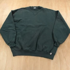 vtg 90s usa made RUSSELL ATHLETIC blank crewneck sweatshirt 2XL green v stitch