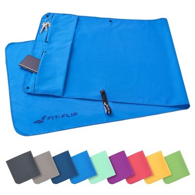 Fitness Towel Microfiber with Magnet and Zipper Pocket Fitness...
