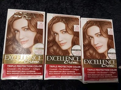 L'Oréal Excellence Creme 5G Medium Golden Brown Permanent Hair Dye, 6.8 fl oz