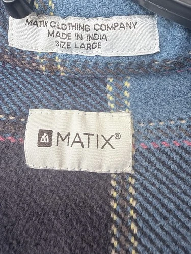 Matix Plaid Flannel Snap Button Shacket, Mens Size Large, Y2K, Grunge image 5