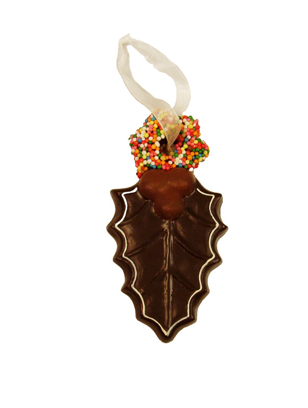 Christmas Ornament Candy Theme Chocolate Holly Leaf Sprinkles