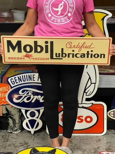 Antique Vintage Style Metal Sign Mobil Lubrication Made in USA