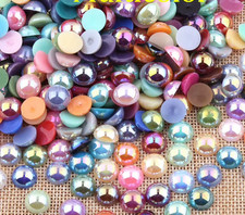 CraftbuddyUS 50pcs 14mm FlatBack Half Round MIXED AB PEARL , DIY