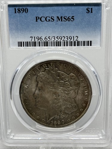 1890 Morgan Silver Dollar $1 Coin - Certified PCGS MS65 GREAT TONING