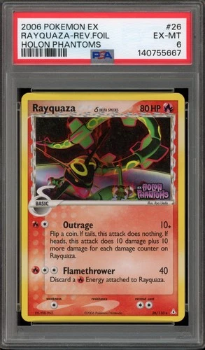 Pokemon Rayquaza EX Holon Phantoms Reverse Holo Rare #26 PSA 6