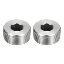 2Pcs Socket Pipe Plugs, NPT 1-1/4"Stainless Steel Hex Thread Pipe Caps, Silver