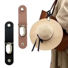 Hat Clip for Travel on Bag/Luggage, PU Leather Multifunctional Duckbill Bk&kk