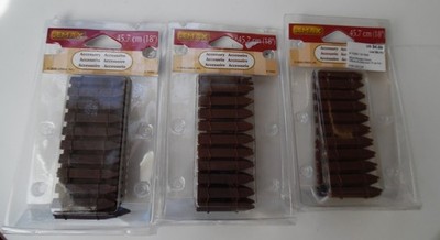 3 New PKG.s Lemax village accessory 18'' brown wood fences