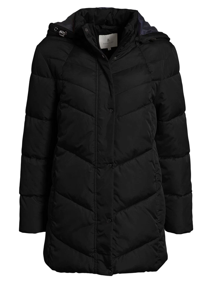 Brandtex Jacke Steppjacke gefüttert, abnehmbare Kapuze, wasserabweisend schwarz