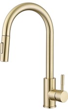 Satin Gold Effect Kitchen Sink Mixer Tap Faucet Pull Out Spray Head Swivel