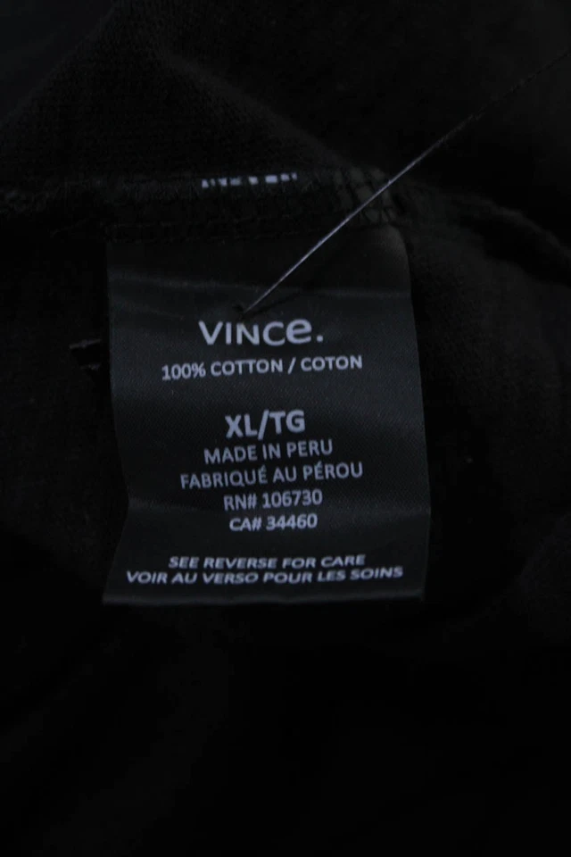Vince Mens Cotton Solid Black Collar Short Sleeve Polo Shirt Size XL - Image 4 of 4