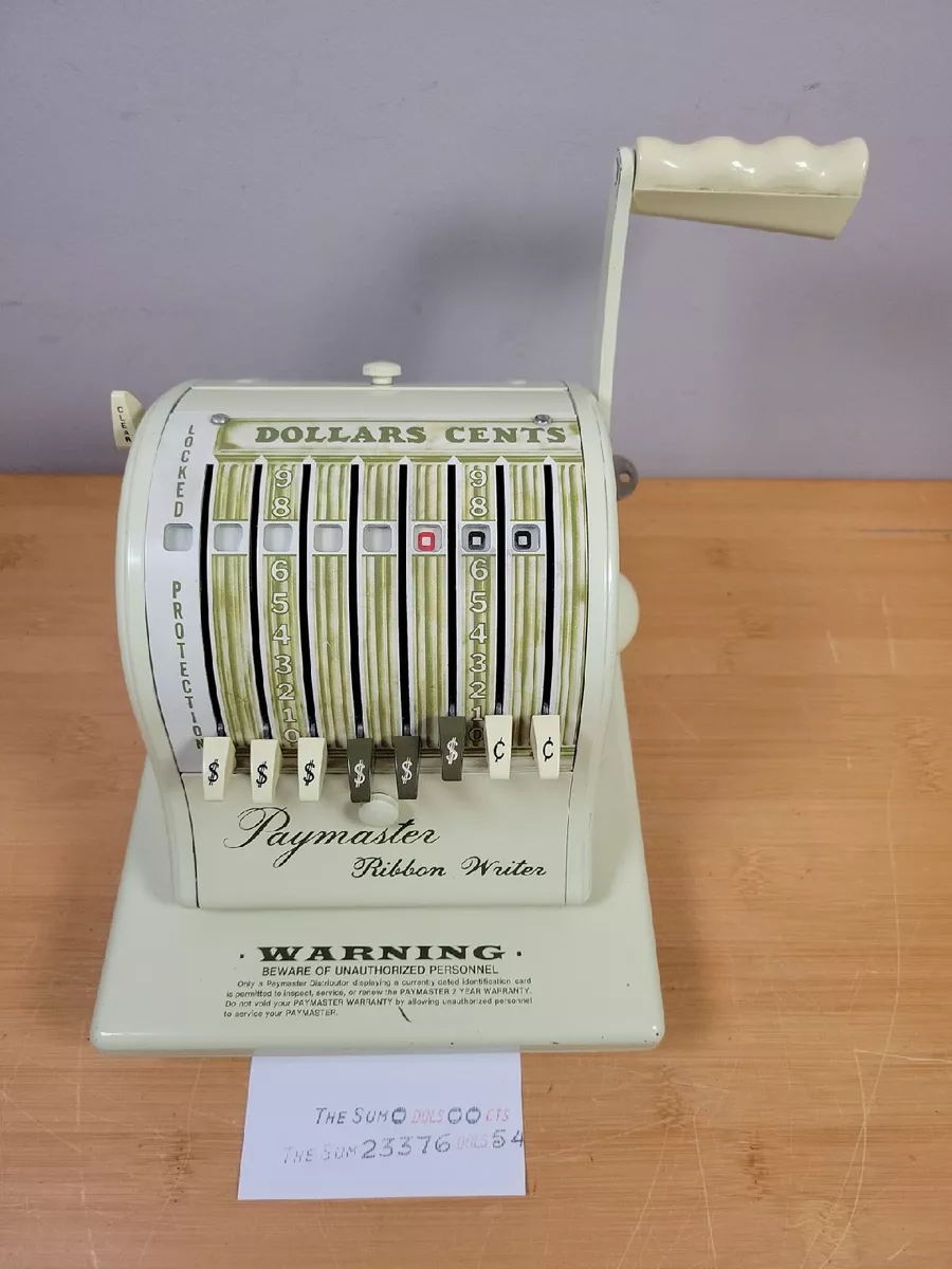 Vintage Paymaster Ribbon Writer Series 8000 With Key Check