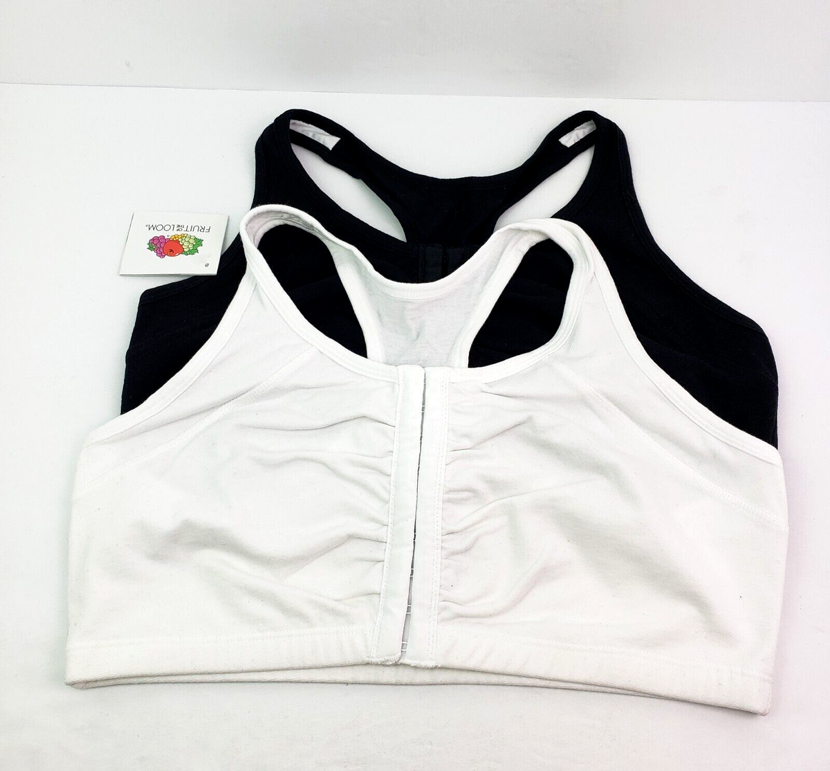 Fruit Of The Loom Front Close Racerback Womens Sz 40 White Black