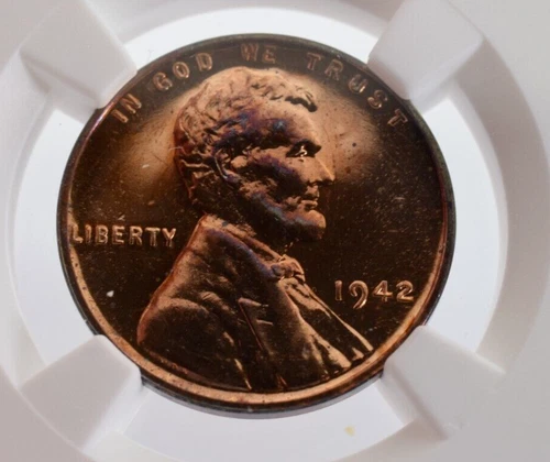 1942 Wheat Cent NGC PF 65 RD - Slight Blue / Purple Toning