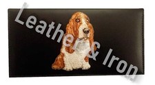 Basset Hound Leather Checkbook Cover