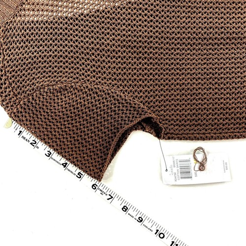 Rafaella Brown Crochet Short Sleeve Sweater Set Sleeveless Camisole Women M NEW - Picture 9 of 12