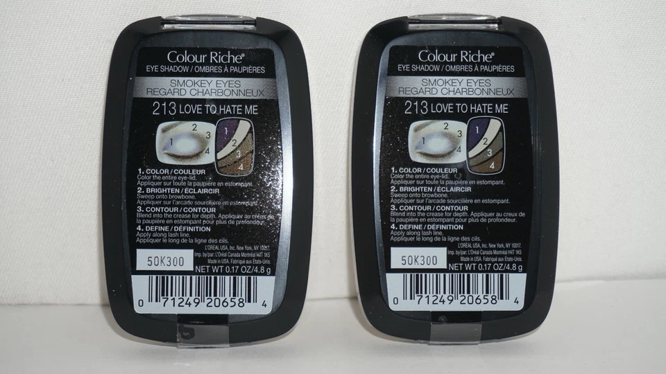 L'Oreal New Colour Riche Eyeshadow Smokey Eyes 213 Love to hate me Lot of 2 - Image 2 of 4