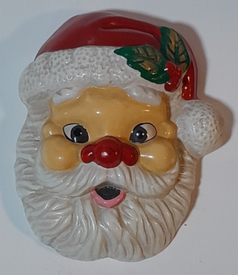 Vintage Michael Golden Supex Ceramic Santa Face Wall Hanging Christmas
