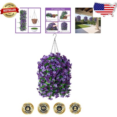 Vibrant Faux Silk Morning Glory Vines for Elegant Indoor/Outdoor Hanging Baskets