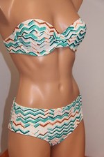 NWT Roxy Swimsuit 2pc Bikini Set Sz S BKG6 Mid High Waisted Bandeau