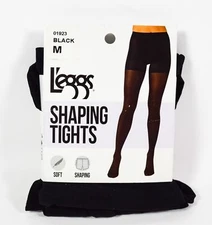 1 L'eggs Women's BLACK Shaping Matte Opaque Tights Size Medium
