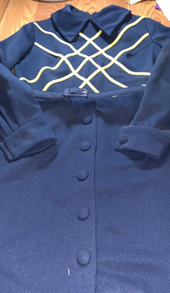 Vestido Vintage Jennifer Dallas Mujer’s Azul Marino Manga Larga Poliéster W25/B34/L36/S32 Foto 2 de 4