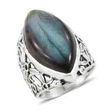 Artisan Crafted Malagasy Labradorite Solid 925 Silver Filigree Ring 14.61 cts