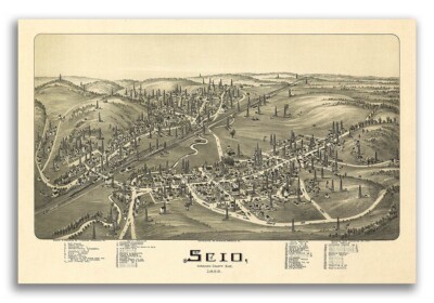 Scio Ohio 1899 Historic Panoramic Town Map - 24x36