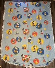 Vintage Disney Wamsutta Twin Bed Sheet With Poms Mickey Minnie Donald Goofy