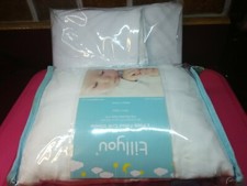 TILLYOU 2 Fitted Sheets Standard Cribs White Blue 28"x52" W/Pillow Cases Terry c