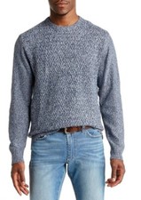 Weatherproof Vintage Mens Crewneck Braided Cable Knit Sweater Indigo Marle Large