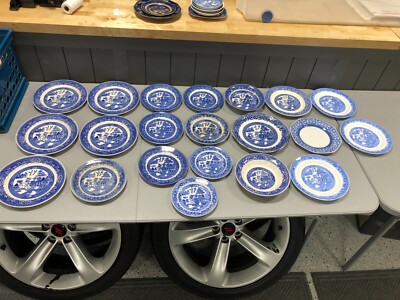 Churchill Blue Willow Dishes Lot (55 Pieces)