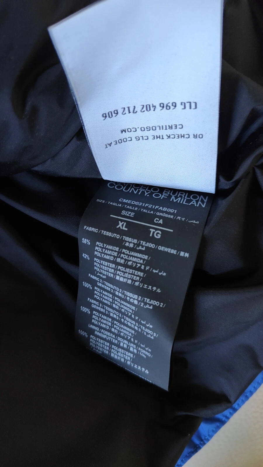Marcelo Burlon County Of Milan Cross Block Nylon Down Jacket Sz Mens XL image 16