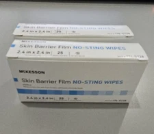 McKesson Skin Barrier Film No Sting Wipes NEW Box 25 Count 2.4x2.4 Wipe +12extra