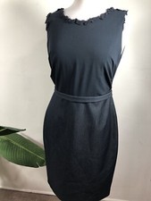 Tahari Petite Womens Size Small Black Sheath Dress Navy Blue
