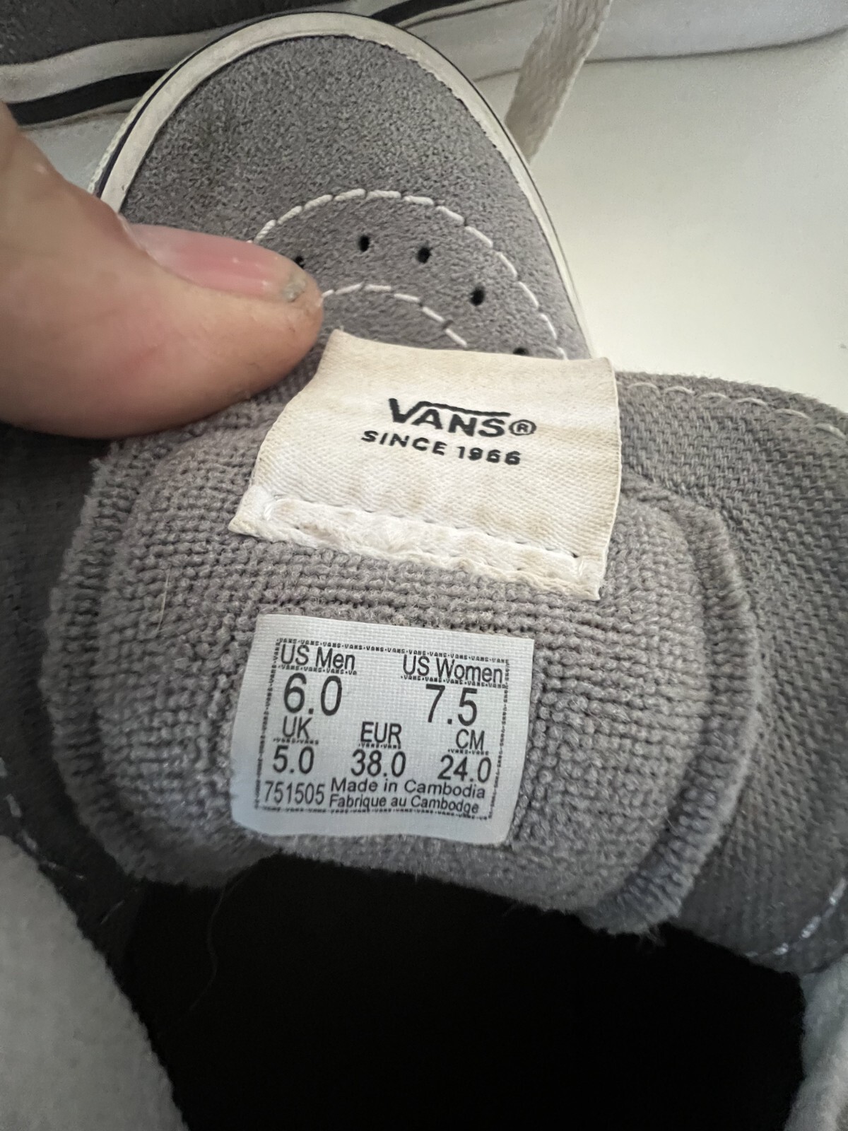 SAOLA Scarpe da skate VANS basse paisley grigie vero bianco scamosciato uomo 6 donna 7 5 ottime