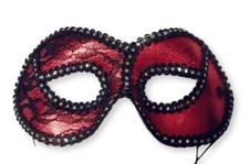 Red Black Lace Lame Mask Masquerade Party Mardi Gras