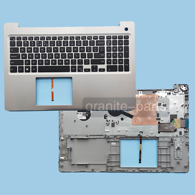 New Silver Palmrest W/ Backlit Keyboard For Dell Inspiron 15 5570 5575 ...