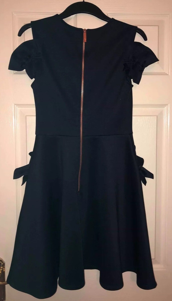 Ted Baker Women's Deneese Ruffle Detail Dress Navy Size UK