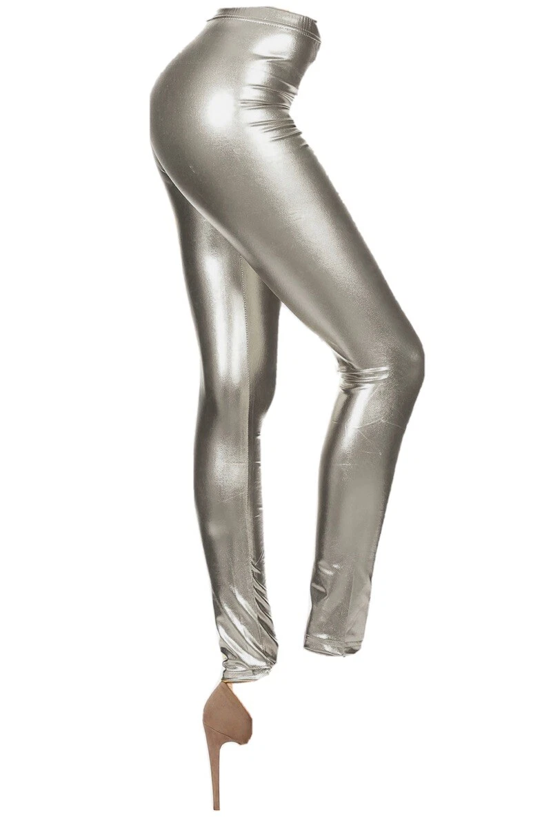 metallic silver leggings women