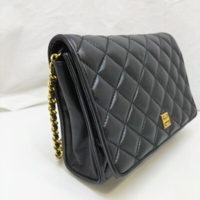GIVENCHY Chain Shoulder Bag Matelasse Black 4G Logo Hardware