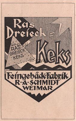 Ras Triangle Biscuit - R. A. Schmidt Weimar - 1924 - Historical Advertising ~8x12cm