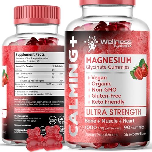 Magnesium Glycinate Gummies - 1000 mg - Magnesium Supplement to Support Relax...