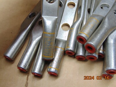 10 Panduit AL9CU Two Hole Aluminum LAB1/0 Wire1/0 STR 1/2 stud TAN DIE P250