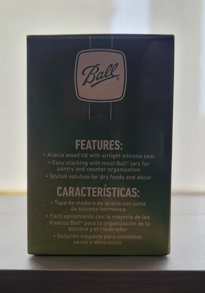 Tapas de madera BOLA (caja de 3) para frascos de albañil de boca ancha ~ herméticas ~ ¡NUEVAS Y SELLADAS! Foto 3 de 4