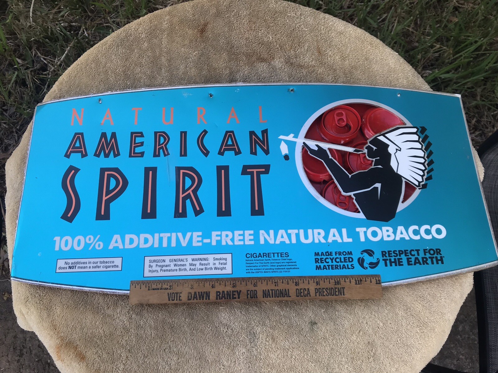 Vintage Store Display Sign Aluminum Double Sided Natural American